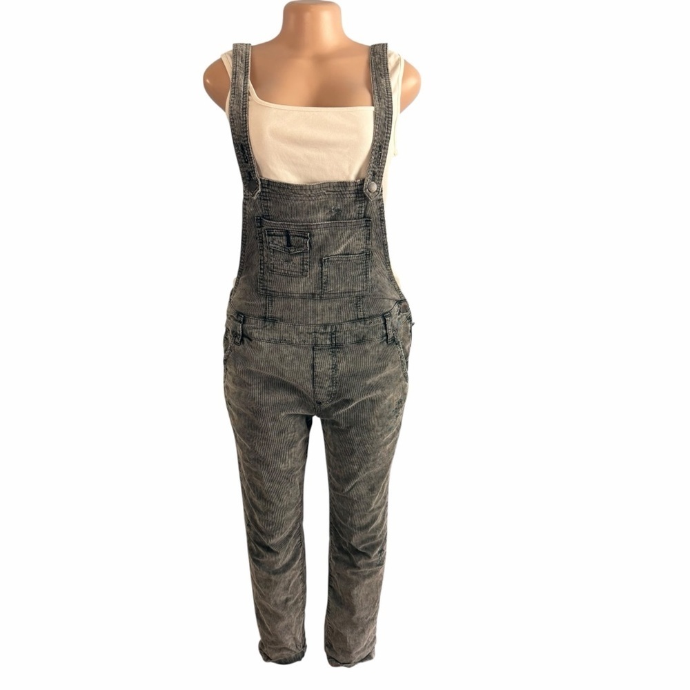 3/$30 ☀️ Free People Bib Overalls Dark Grey Skinny Leg Adjustable Straps